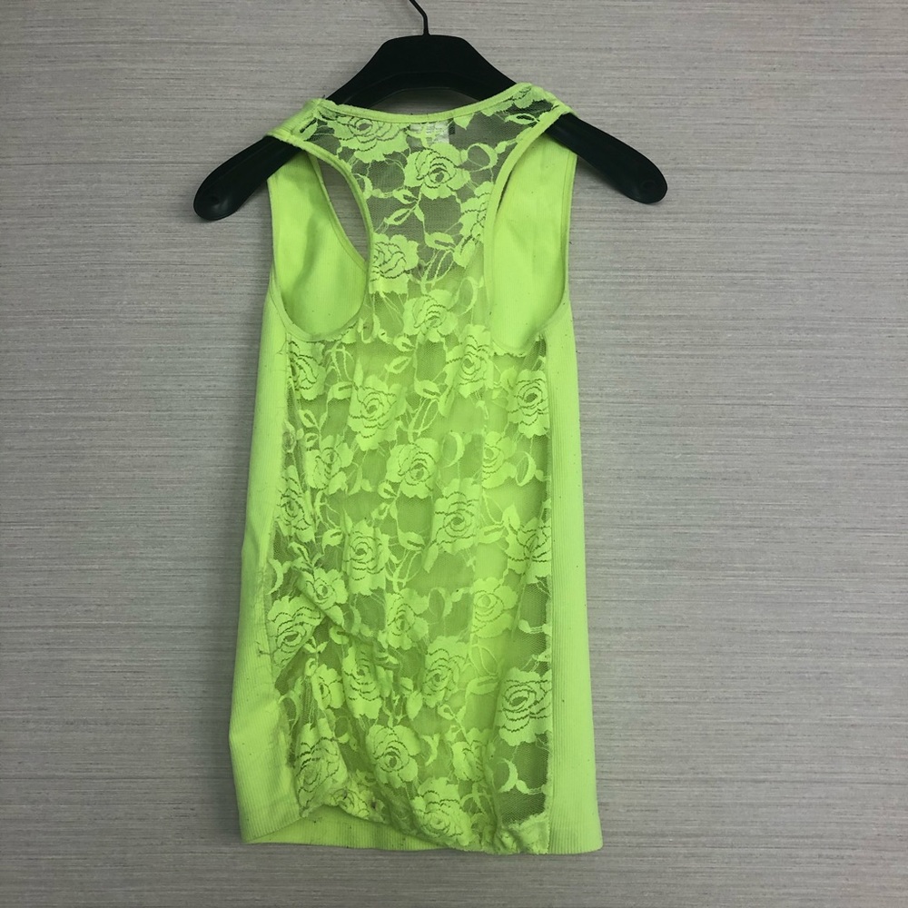 Neon yellow mesh exercise tank top